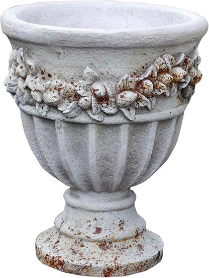 VISIBLE Vintage European Giant Garden Urn Planter, Decorative Cement and Fiber Flower Pot, Make Rust Finished, Wrap Foam Safely Delivered from Local Warehouse (Country, Large)