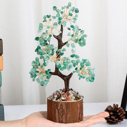 DUQGUHO Green Aventurine Crystal Tree of Life for Positive Energy Healing - Office Decor, Meditation, Good Luck Gifts for Women & Mom