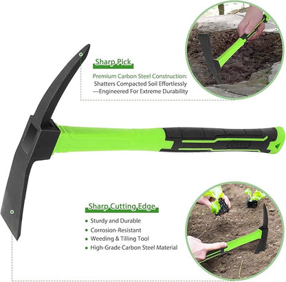 2pcs Garden Hoe and Cultivator Hand Rake Durable and Comfortable Handle Garden Tool Pick Axes for Digging Mattock