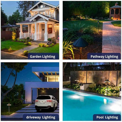 Gardenreet 12V Brass Landscape Black Path Lighting Kit (4 Pack Path Lights) with 100 Feet Cable and 20Pack Wire Connectors for Outdoor House Garden Patio Walkway Without Low Voltage Transformer