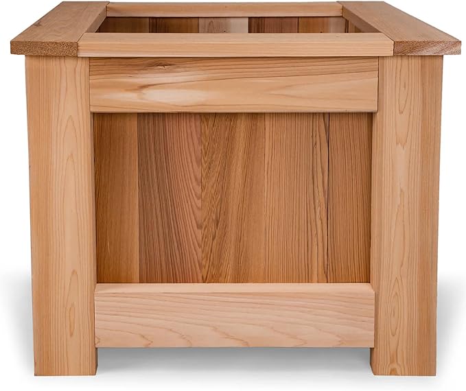 All Things Cedar Box Planter, Elevated Outdoor Cedar Wood Garden Bed, 2 Ft Wide, Natural