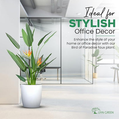 Bird of Paradise Artificial Plant 140cm (4.5 ft), Artificial Tree with Flowers for Home Decoration, Realistic Look, Faux Tall Plant for Indoor use, Tropical Faux Floor Plant, 1 Pack