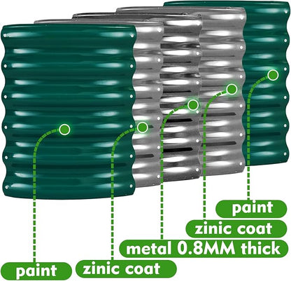 17" Tall Round Outdoor Garden Raised Garden Bed Kits-0.8MM Thick Metal Raised Planter Bed/Ground Planter Box for Variety of Flowers,Herbs,Vegetables,Trees (Dark Green, 24 Dia X 16.5 inches)