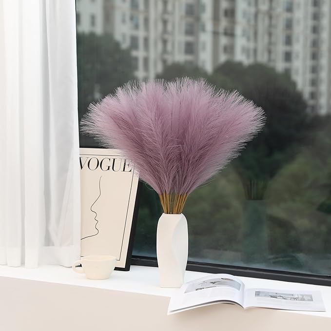 Purple Pampas Grass Decor - 30pcs 24 Inch Small Faux Pampas Grass Decor, Artificial Pompas Floral for Vase Filler, Table Centerpieces, Kitchen and House Decor (Purple)