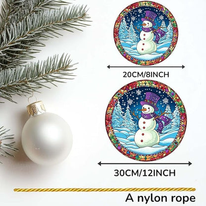 Acrylic Window Hanging Winter Snowman Stained Panel Window Decoration for Outdoor Indoor Garden Yard Home Winter Decor 12 Inch