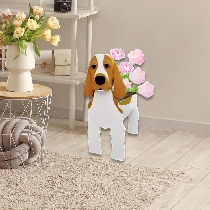 Brown and White Cocker Spaniel Dog Planter Plant Pots,Cute Dog Flower Planter,Gifts for Pet Lovers,Unique Animal Plant Pots,Office,Indoor Outdoor Garden Decor(9.45 * 9.17 * 13.39in)