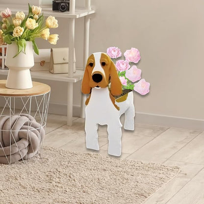 Brown and White Cocker Spaniel Dog Planter Plant Pots,Cute Dog Flower Planter,Gifts for Pet Lovers,Unique Animal Plant Pots,Office,Indoor Outdoor Garden Decor(9.45 * 9.17 * 13.39in)