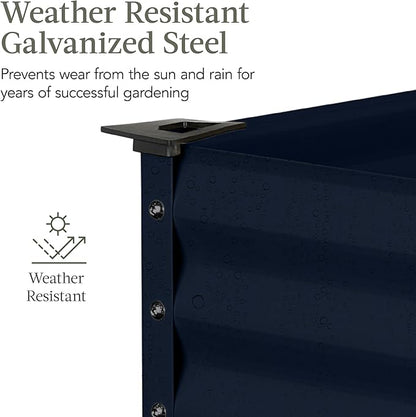 Best Choice Products 48x24x30in Galvanized Raised Garden Bed, Metal Elevated Planter Box, Vegetable Garden for Backyard, Patio, Balcony - Navy Blue