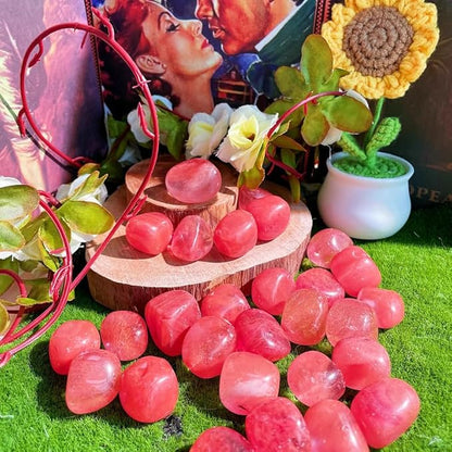 DUQGUHO Watermelon Quartz Crystals Bulk Natural Irregular Polished Stones Tumbled Crystals Gemstone Rocks Beginners Gift 200g