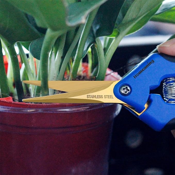 12 Packs Garden Pruning Shears with Curved Blades Trimming Scissors, Gardening Hand Pruning Snips Titanium Coated Precision Bonsai Pruning Shears, Convenient Flower Cutters(Blue)