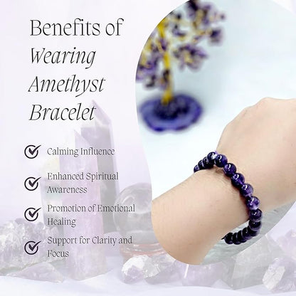 Crystal Tree with Bracelet for Home Decor, Healing, Spiritual Gifting, Room Decor, New Year & Good Luck Gifting | Made from Genuine Crystal Stones (Amethyst) - 9 x 3 Inches