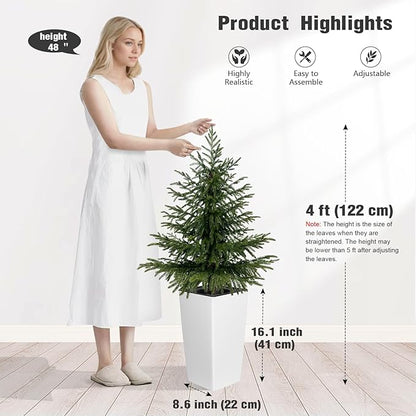 2 Pack 4FT Artificial Norfolk Pine Trees in Modern White Pot, Real Feel Faux Christmas Tree for Indoor Decor, Pet Safe PPC Material, Home and Holiday Style