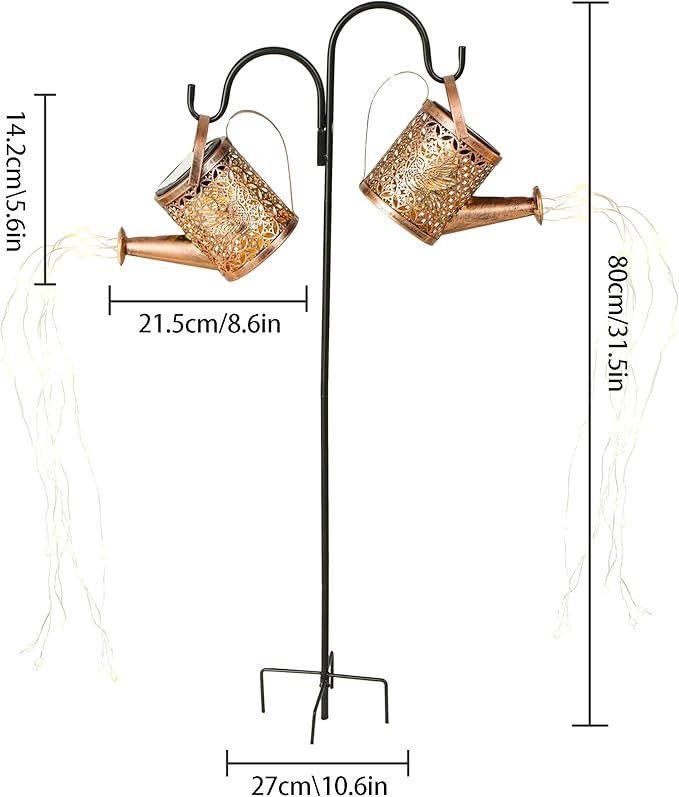 Solar Watering Can Lights Outdoor Garden Decor, Waterproof Landscape Light One Pole Two Lights Outside Decorations for Lawn Backyard Patio Chrismas Gardening Gift for Mom Grandma Women Birthday