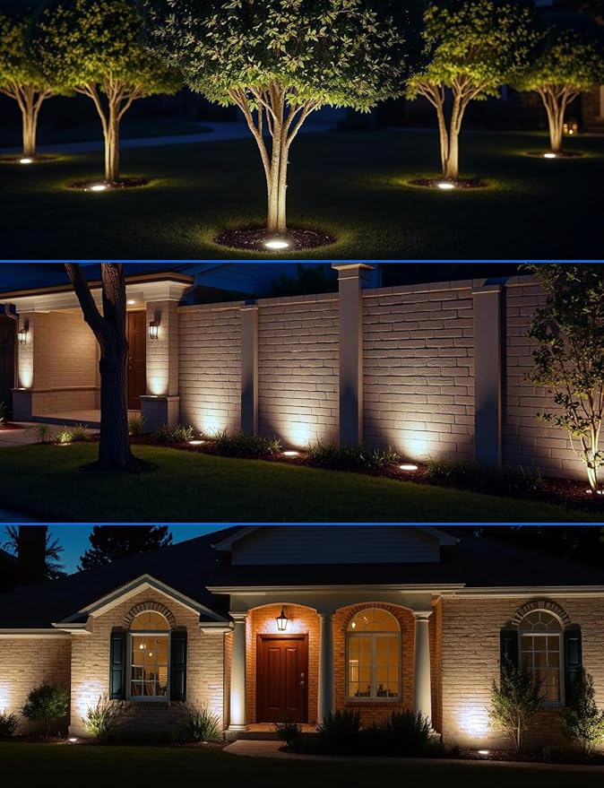 Low Voltage Landscape Lights Well Lights Landscape LED in Ground Light IP67 Waterproof Outdoor Landscape Lighting with Connectors for Pathway Garden Yard Fence Deck (Neutral White 4000K)