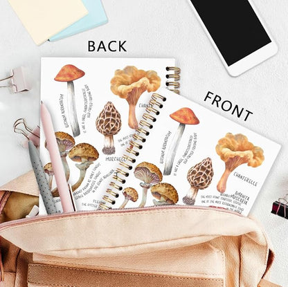 Rustic Mushrooms Spiral Notebook, Cottagecore Mushrooms Journal Notebook, Educational Mushroom Journaling Notebooks for Women Men, Mushroom Office School Supplies Gifts, 5.5x8.3 Inch
