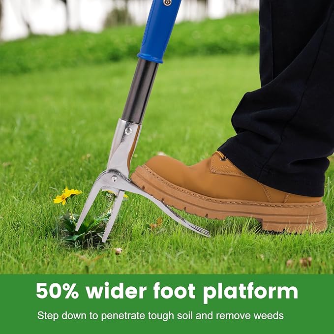 Stainless Steel Claw Stand Up Weed Puller Tool, Gardening Hand Weeding Tool with 51" Long Ergonomic Handle with Easy-Eject Mechanism