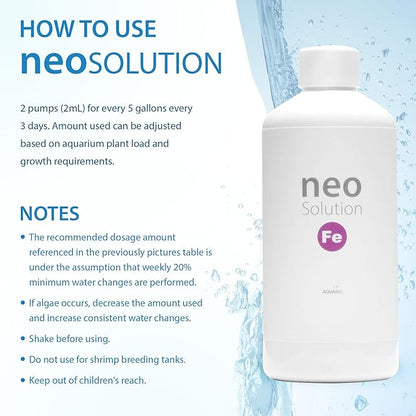 Plant Fertilizer - Liquid Iron for Aquarium Plants - Boosts Red Color & Supports Healthy Growth - Neo Solution Fe, 1000ml