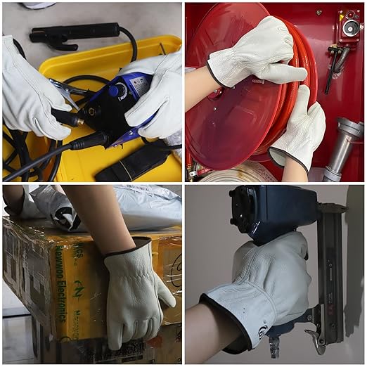 Leather Work Gloves, Gardening Gloves for Women and Men, Soft and Thin Goatskin Work Glove for Outdoor Yard Garden, M