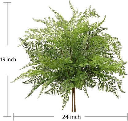 Artificial Boston Fern Plants 19" Fake Greenery Shrubs 2 Pcs Faux Plant Bushes UV-Resistant for Indoor Outdoor Wedding DIY Bouquets Floral Arrangement Table Centerpieces