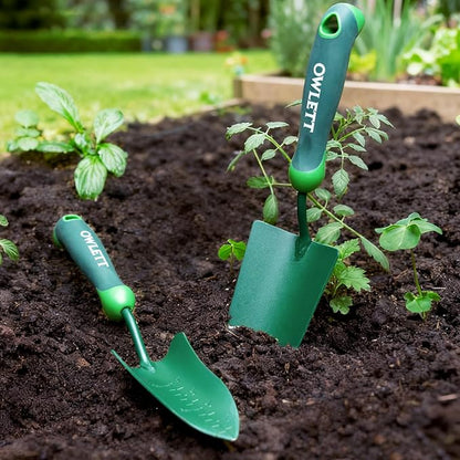 Garden Trowel, Hand Shovel with Soft Ergonomic Handle, Small Garden Shovels Rustproof Gardening Hand Tools with Hanging Hole for Digging, Planting, Transplanting, Weeding