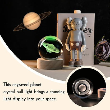 IFOLAINA Saturn Gifts for Boyfriends Husbands 3D Saturn Crystal Ball Lamp Planet Model Decor Space Universe Gifts for Astronomy Lovers