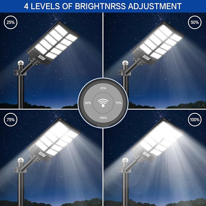 Solar Street Light 8000W, Solar Street Light Outdoor High Lumens, Solar Parking Lot Lights 6500K, Solar Lights Outdoor Motion Sensor Dusk to Dawn for Parking Lot, 2 Pack