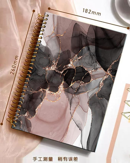 iampanda Spiral Journal Notebook,Strong TwinWire Binding with Premium Paper for Girl Women,Luxury Gold Marble 60 Sheets A5 College Ruled NotebookJournal,Perfect for School Office Home Gifts,Pink