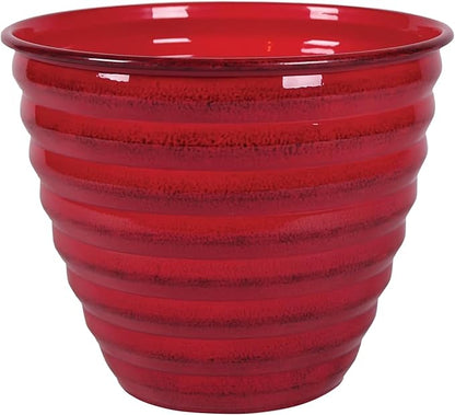 Headwind Avondale Collection Ironstone Decorative Planter - 14 Inch Autumn Blaze Red Finish, Lightweight, Durable, Rust-Resistant, Weatherproof, Indoor & Outdoor Use by Robert Allen