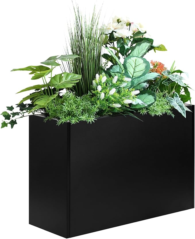 Heavy-Duty Steel Planter Box, Rust-Resistant Large Outdoor & Indoor Plant Container, Metal Garden Box with Drainage Holes & Reinforced Edges 38”x12”x30”