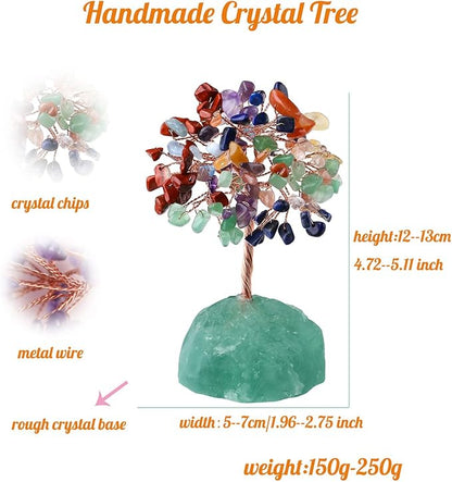 7 Chakra Healing Crystal Tree Natural Gemstone Crystals Stone Base Copper Wire Tree Life Money Trees for Home Office Desk Room Bookshelf Decor Reiki Spiritual Energy for Womem Men