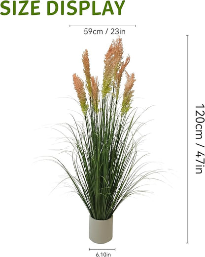 47" Artificial Grass Plants (4ft, 2 Pack) - Artificial Faux Plants Featuring Tall Grass, Fake Grass, Yellow Home Decor for Indoor Floor Plant Display（Green）