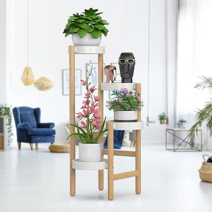 Bamboo Plant Stands for Indoor Plants, Tall Plant Stands for Corner Plant Shelf Multiple Flower Holder for Indoor Outdoor Garden Patio Balcony Living Room (4-tier)