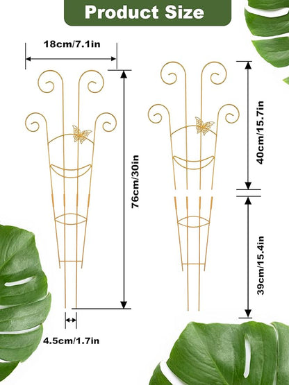 4 Pcs Metal Butterfly Indoor Plant Trellis for Climbing Plants, 30" Expandable Garden Support for Potted Plants Outdoor, Houseplant Climber for Ivy Pothos Monstera Hoya Flower (Gold)