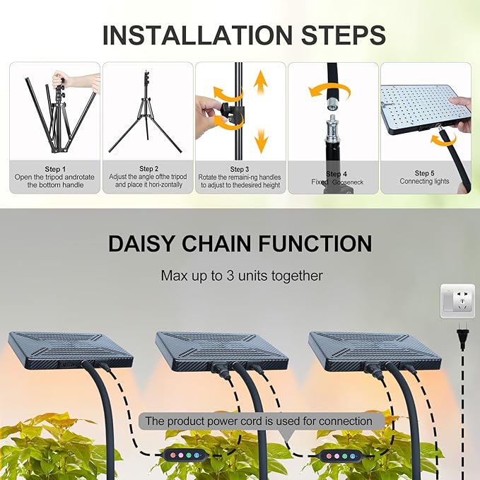 Grow Lights with Stand and Timer, FECiDA Tripod Standing Grow Lights for Indoor Plants, 208PCS LEDs Bright Enough Plant Growing Lamps for Bonsai Tree, Seed Starting, 24"-64" Height Adjustable