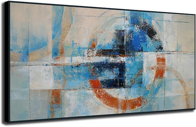Anolyfi Black Framed Large Abstract Wall art Modern Geometric Canvas Prints Painting, Abstract Wall Art for Living Room Hallway Bedroom Dining Room Office Home Decor, 48"x24"