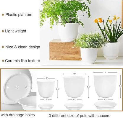 Macrame Plant Hangers with Pots and Saucers, 3 Pack Hanging Planters for Indoor Plants Hanging Plant Holders with Hooks 34" / 26" / 20"