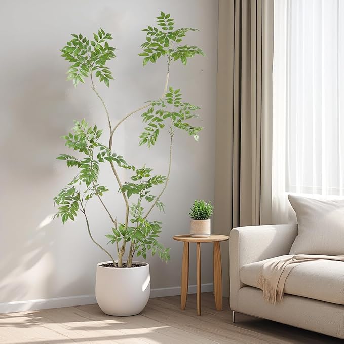 Artificial Sumac Tree,5.3ft（1pack） Tall Fake Plants Artificial Mahonia fortunei Plants for Indoor, Fake Trees for Office Home Living Room Floor Patio Greening Porch Decor