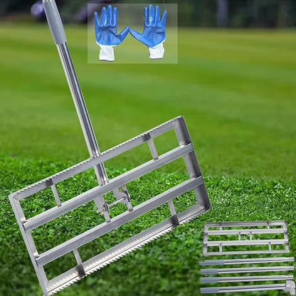2025 Updated Lawn Leveling Rake, Lawn Leveler Tool with Double-Sided Design,70'' Adjuatble Stainless Steel Garden Rake, Rustproof Rakes Suitable for Landscaping Golf Course, Sand, Gardens, and Ranch