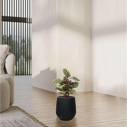 11.8 Inch Plastic Tall Planters for Outdoor Plants, Modern Black Round Tapered Flower Pot for Outdoor and Indoor Plants, Large Plant Pot with Drainage Holes and Rubber Plug for Home Garden Patio