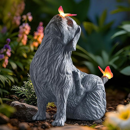 DyBaxa Solar Garden Décor, Garden Statues, Gifts for Women, Mom, Grandma, Patio, Balcony, Yard Decorations Outdoor - Unique Birthday & Housewarming Gifts, Cat Decor with Butterfly Light
