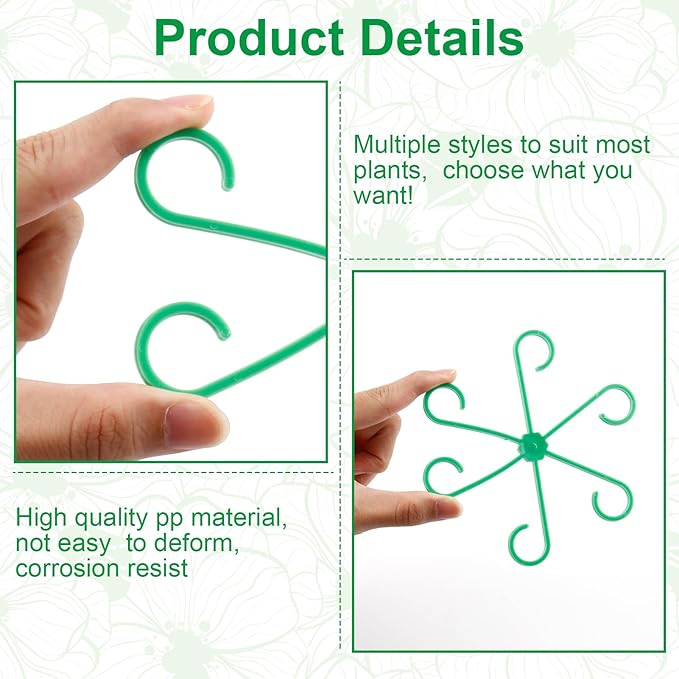 16 Pack Adjustable Indoor Plant Support Stakes, Reusable Plastic Stem Holders & Trellis for Monstera, Pothos, Vines Vertical Growth Air Circulation Stable Stem Support (Green)