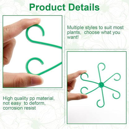 16 Pack Adjustable Indoor Plant Support Stakes, Reusable Plastic Stem Holders & Trellis for Monstera, Pothos, Vines Vertical Growth Air Circulation Stable Stem Support (Green)
