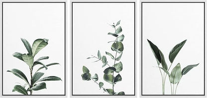 Ashbrook Framed Canvas Print Wall Art Set Green Floral Forest Plant Variety Nature Wilderness Photography Modern Art Minimal Chic Colorful for Living Room, Bedroom, Office - 24"x36"x3 White