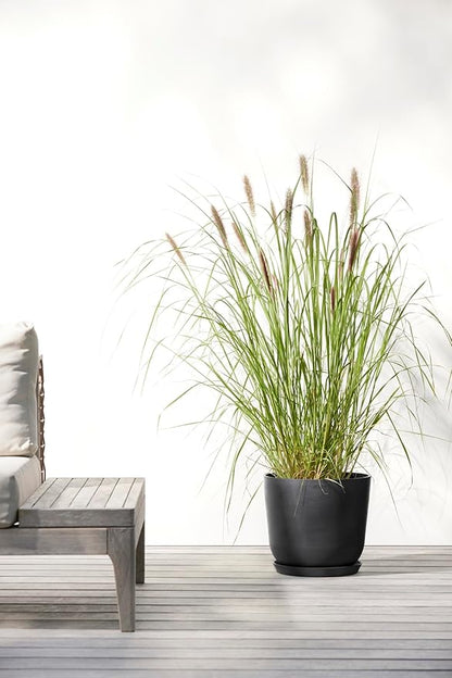 Ecopots Oslo Durable Modern Round Indoor/Outdoor Recycled-Based Composite Flower Pot Planter, Dark Grey, 10"