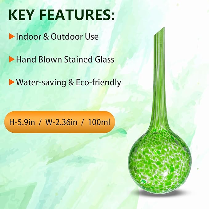 Plant Watering Globes Set of 6,Small Glass Self Watering Globes for Indoor & Outdoor Plants Vacation Plant Care Automatic Watering Bulbs Self Watering Planter Insert