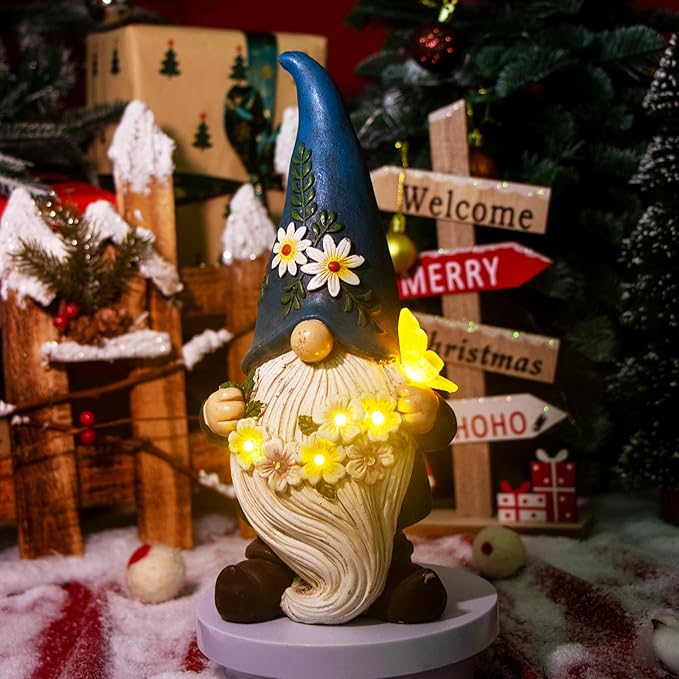 DKJOCKY Funny Garden Gnomes Gifts for Women, Solar Gnomes Outdoor Decorations for Yard, Birthday Gifts for Christmas for Women Mom Grandma Wife