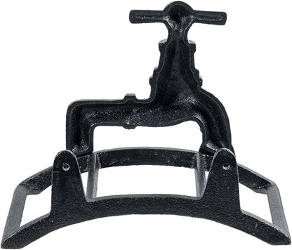 MyGift Wall Mounted Garden Hose Holder, Vintage Black Cast Iron Watering Tube Rack, Decorative Antique Faucet Hanging Hook Water Hosepipe Reel (Spigot Design)