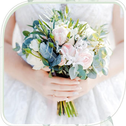 Giegxin 270 Pcs 3 Kinds Mixed Eucalyptus Leaves Stems Bulk Artificial Silver Dollar Leaves Picks Dried Eucalyptus Bundle Faux Spray for Wedding Vase Bouquet Floral Arrangement (Green)