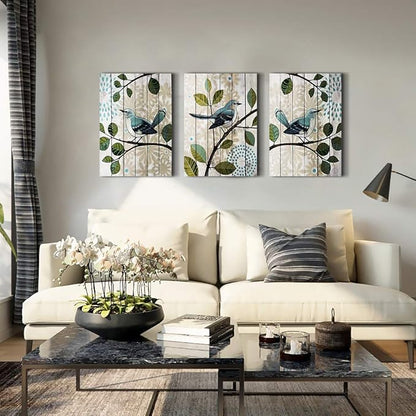 Bird On The Branch 3 Piece Abstract Canvas Wall Art For Living Room Wall Decor For Bedroom Kitchen Decorations Abstract Hang Posters Canvas Prints Artwork Modern Framed Bathroom Home Decoration