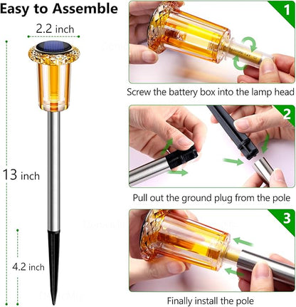 DenicMic Solar Lights Outdoor 10 Pack Waterproof Colorful LED Yard Garden Patio Backyard Pathway Walkway Landscape Lawn Outside Decorations